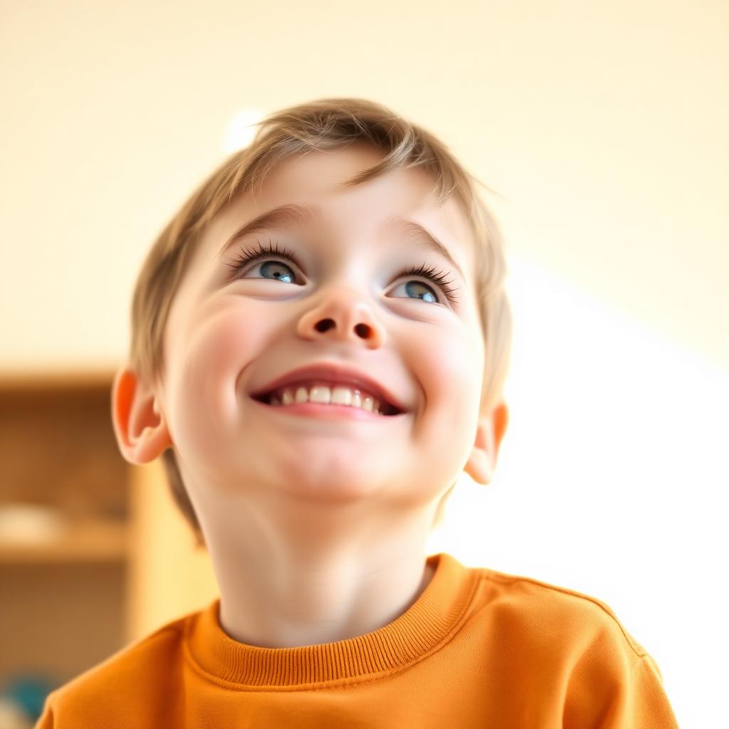 Child looking up, thinking of an idea